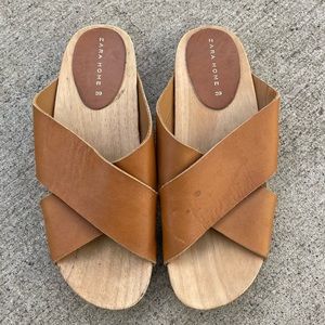 Zara Home Wooden Leather Sandals size 39